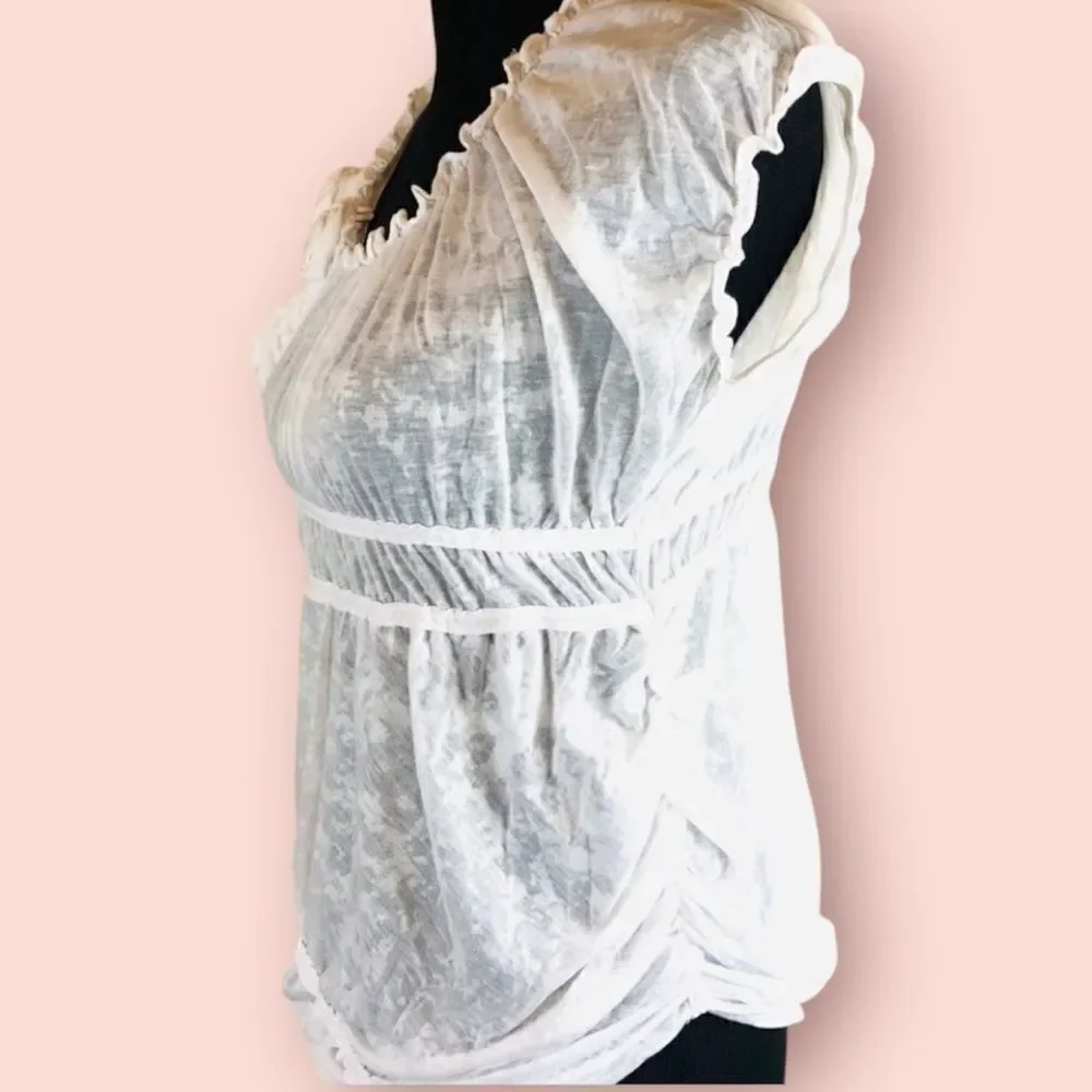NWT Ryu Sheer White Rosette Off Shoulder Ruched Tunic Top Size M - Picture 4 of 9